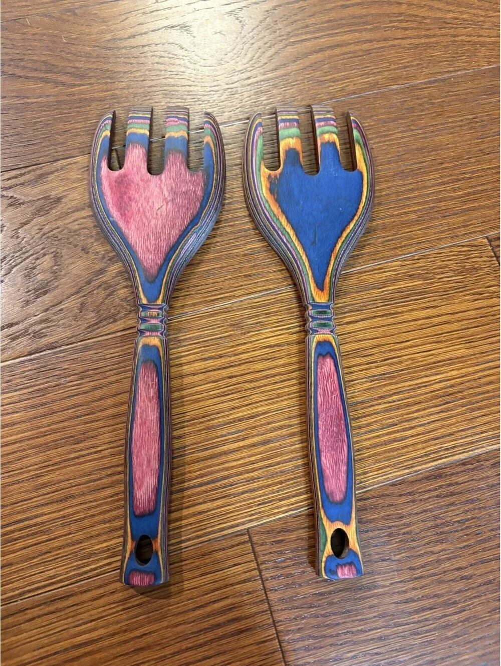 2-Piece Island Bamboo Pakka Wood 12” Salad & Pasta Servers Set Rainbow